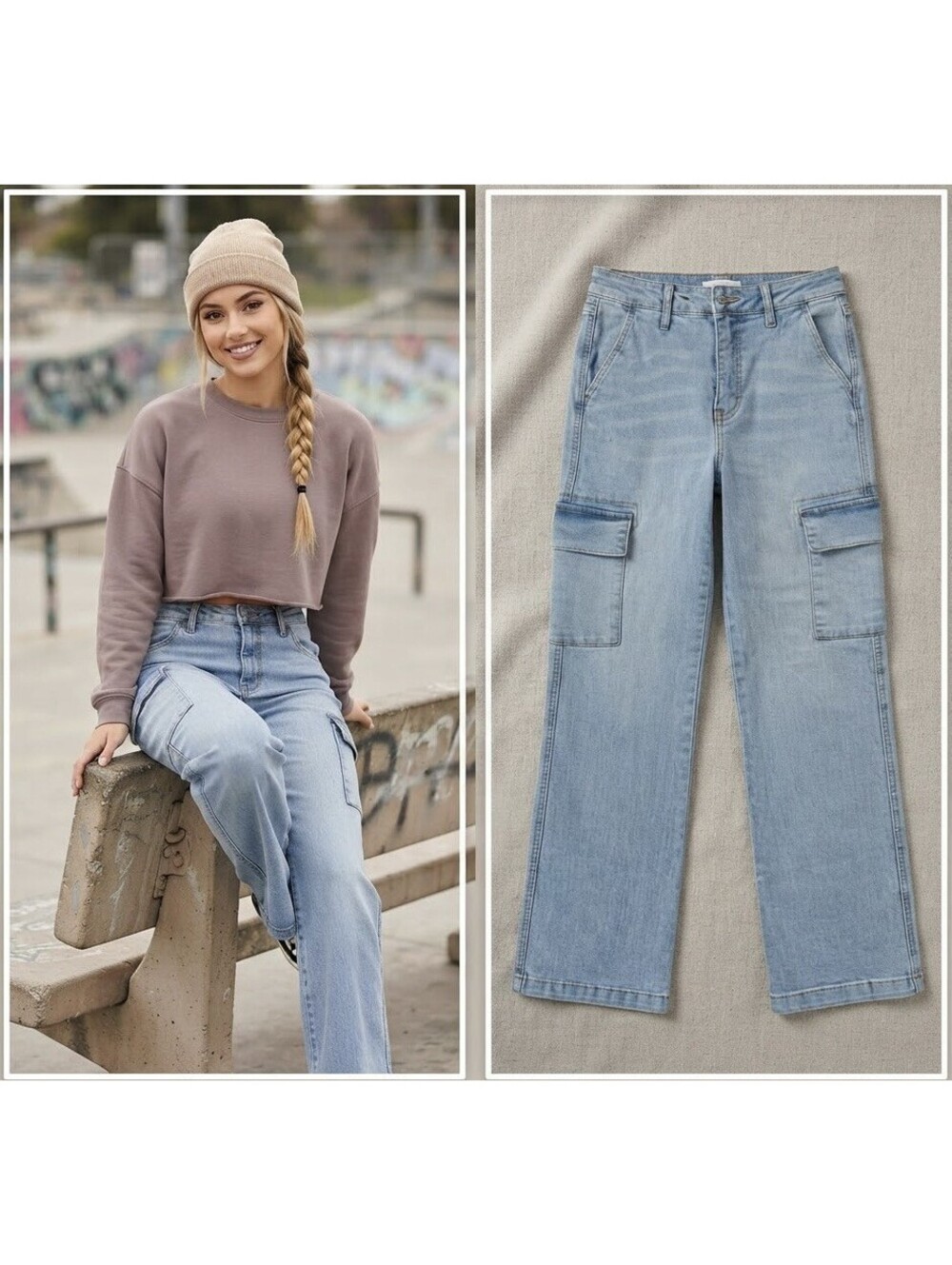 Jessica Simpson Harmony High Rise Skater/Emo Cargo Jeans Women size 10/30